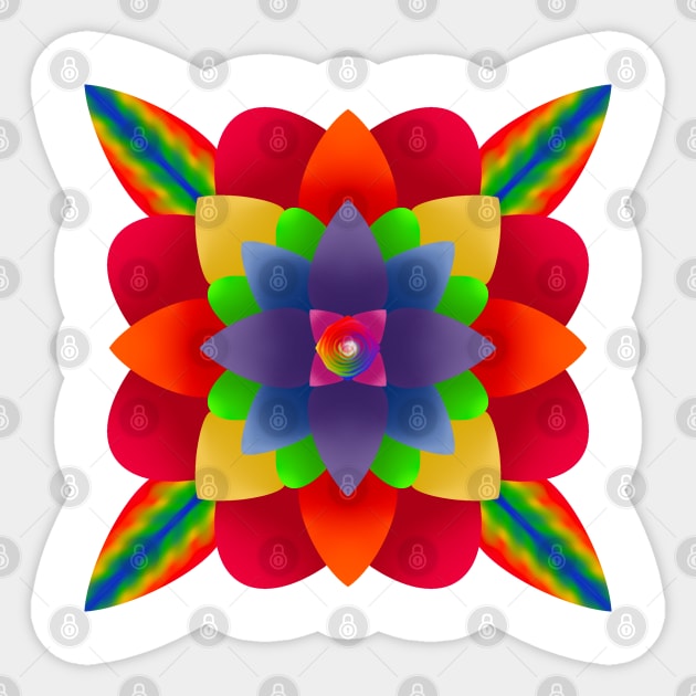 Psychedelic Rainbow Flower Sticker by CreativeSpace